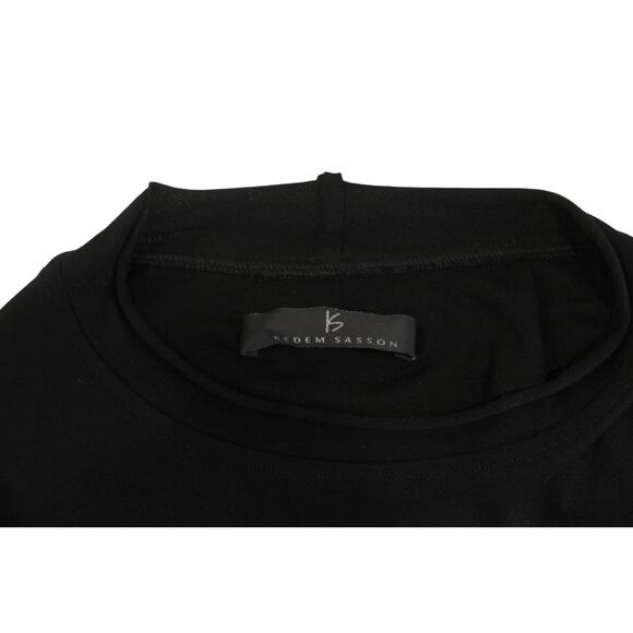 KEDEM SASSON Lagenlook Tunic OS Asymmetric Draped Fabric Black Viscose Jersey - Picture 5 of 6